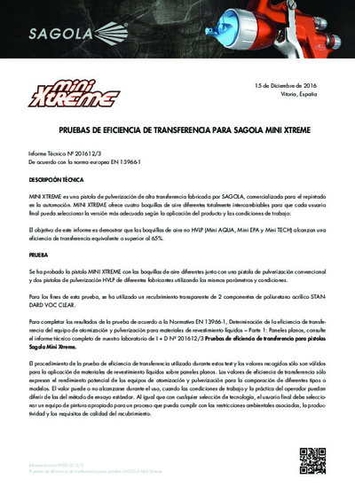 Prueba de eficiencia de transferencia Sagola Mini Xtreme